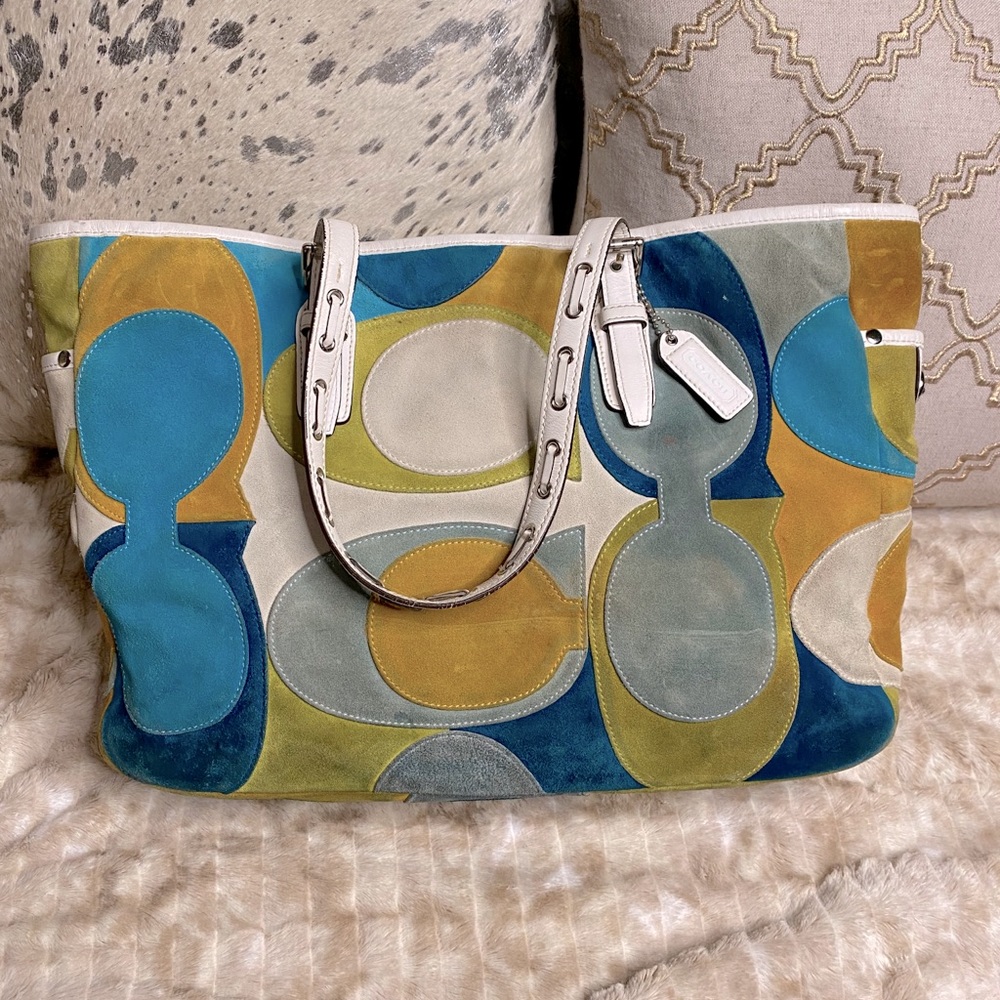 Coach Suede Gallery Optic Print Tote